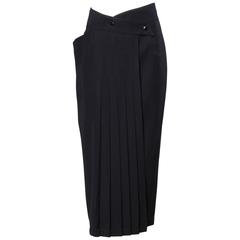 Claude Montana Vintage Navy Blue Wool Avant Garde Asymmetric Pleated Skirt 3