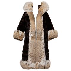 Spectacular Vintage Lynx + Mahogany Mink Fur Coat with Giant Pop Up ...