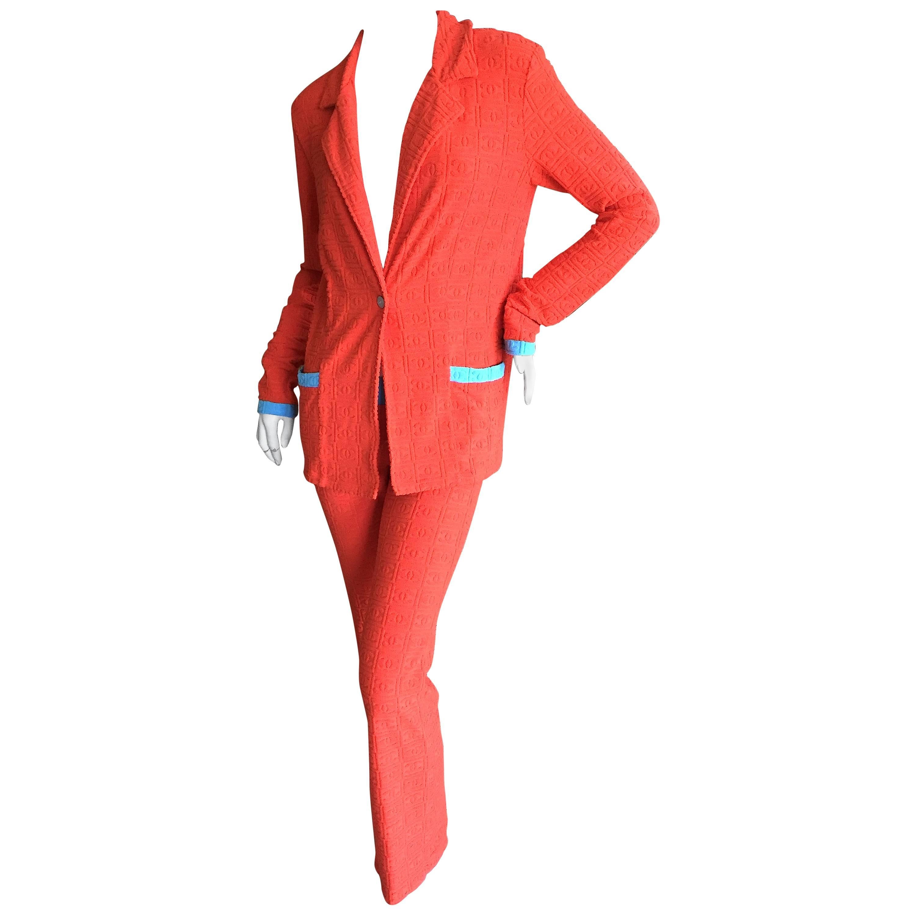 Chanel CC Logo Vintage Velour Suit 
02