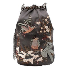 Valentino Garavani Hummingbird Embroidered Silk Minaudiere Clutch Bag
