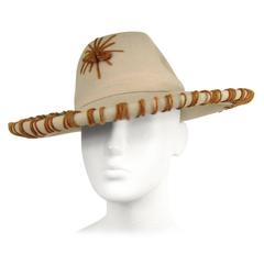 Vintage 1970's Tan Wool Spider Fedora Hat 