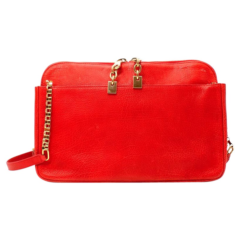 Chloe Red Leather Chain Strap Shoulder Bag For Sale