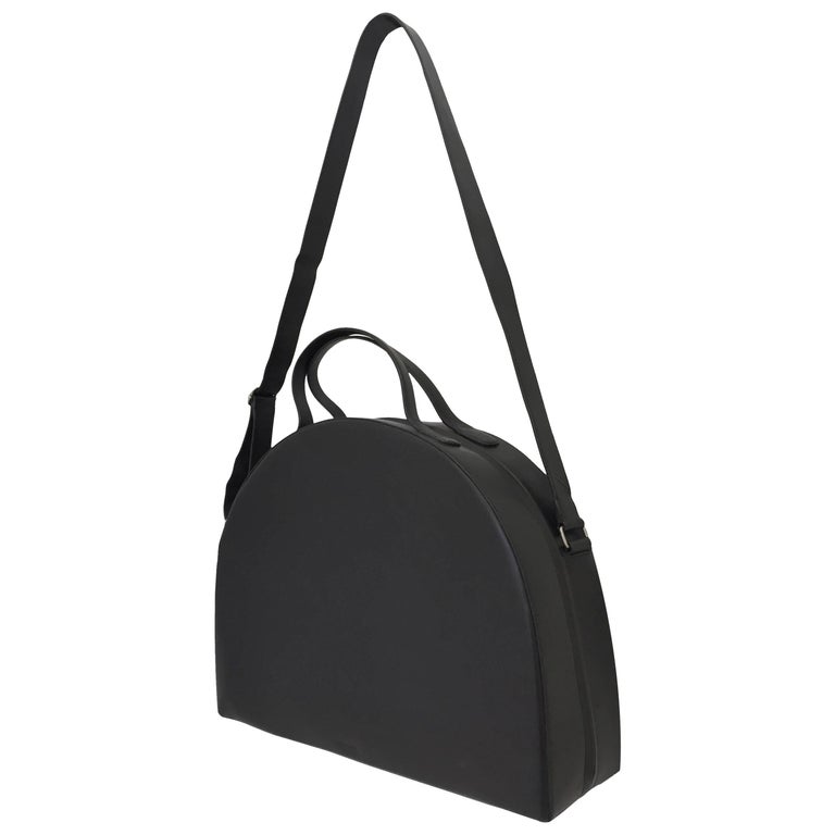 Rare Vintage HELMUT LANG Oversized Black Leather Bag For Sale at 