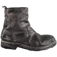 O.X.S. RUBBER SOUL Size 10 Black Rubberized Leather Boots