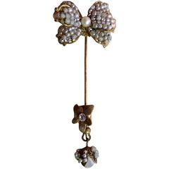 Vintage 1950's MIRIAM HASKELL Baroque Seed Pearl and Montee Rhinestone Stickpin