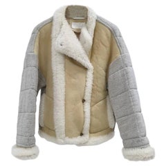 Chloé Oversized Shearling and Quilted Cotton-Jersey Jacket