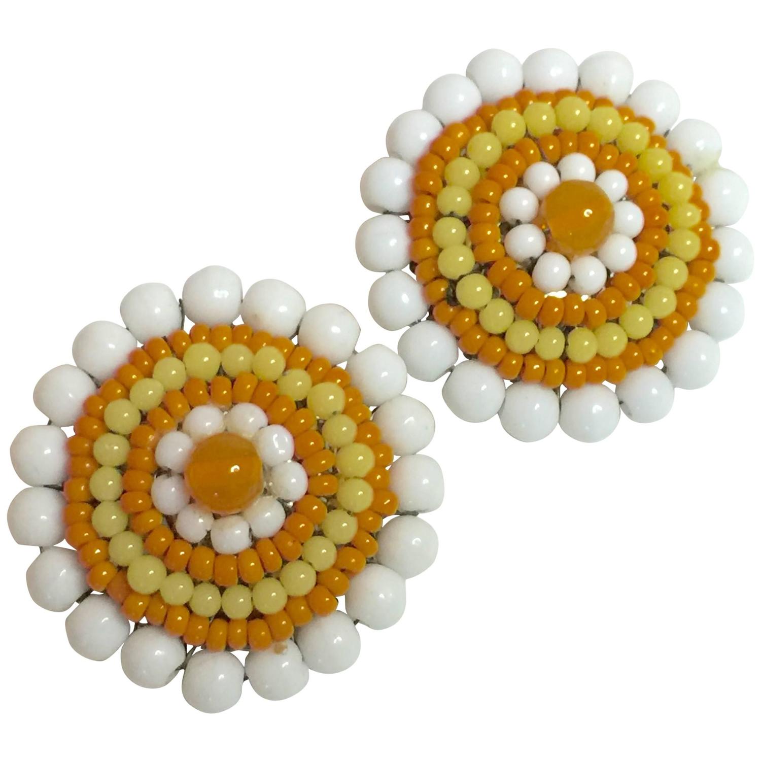 1960 S Miriam Haskell Op Pop Beaded Earrings For At 1stdibs