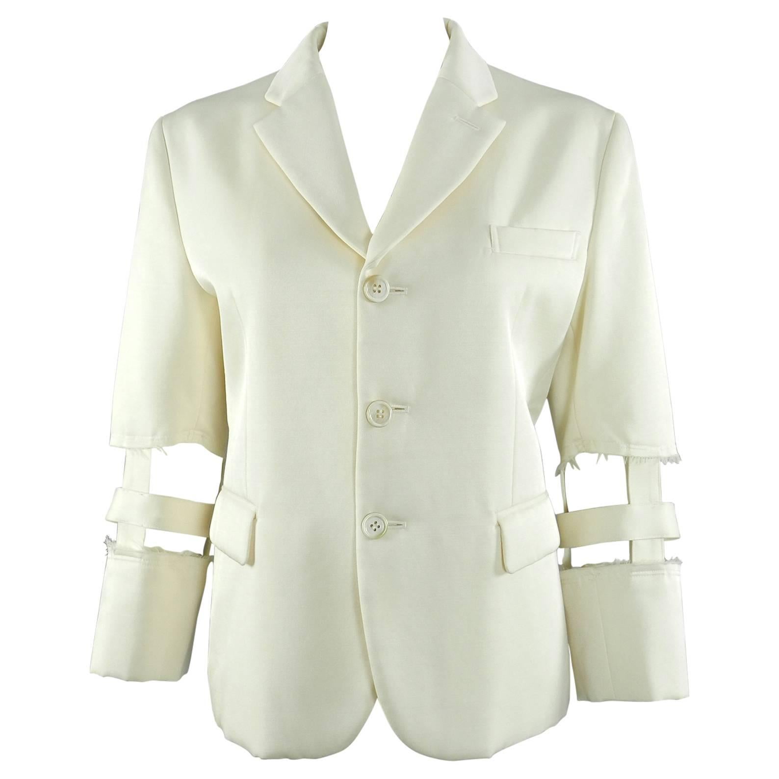 Comme des Garcons Ivory Cage Cut Out Sleeve Jacket