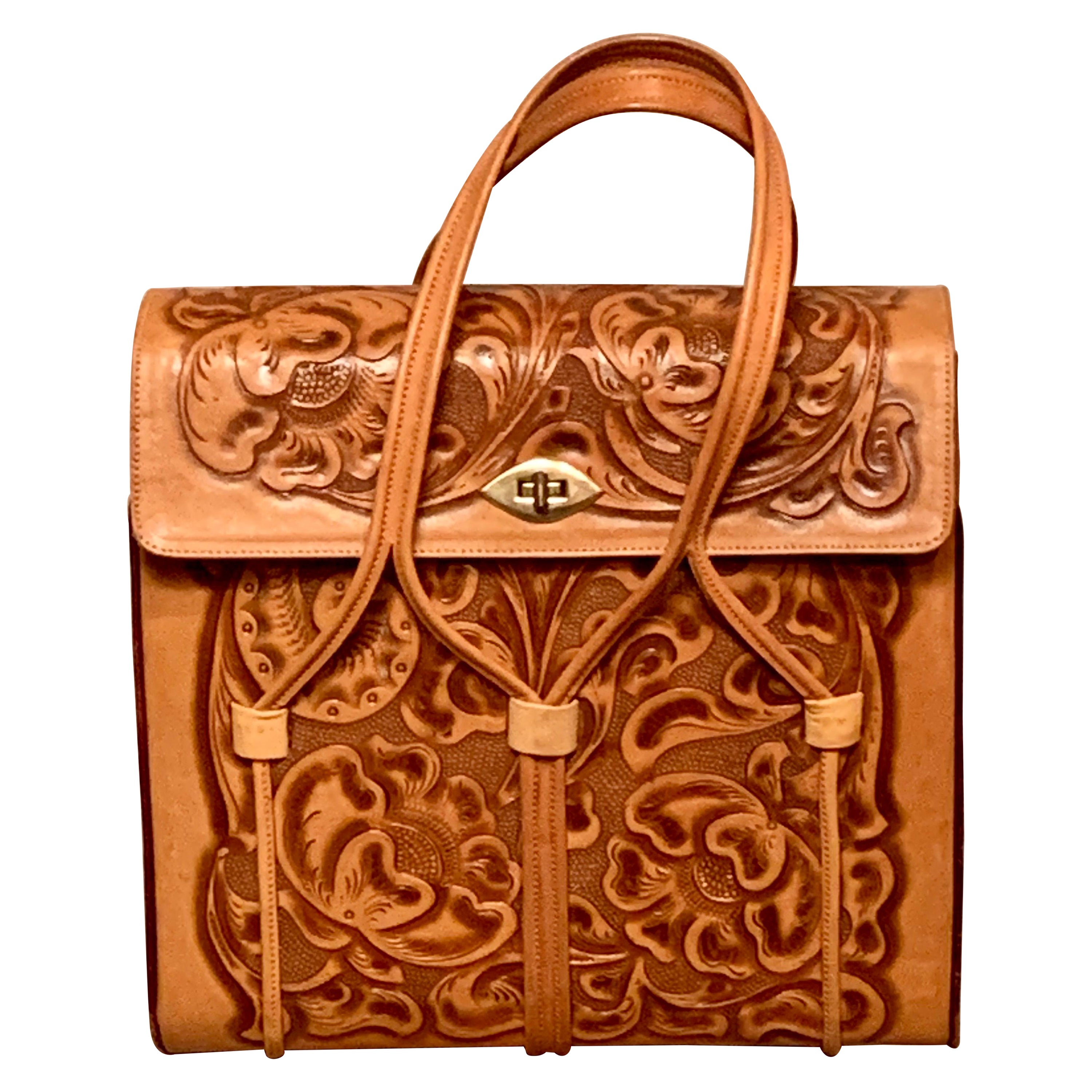 Made in Mexico Hand Tooled Large Handbag or Tote