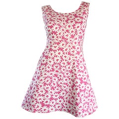 Adorable 1990er Jill Stuart Rosa + Weiß Daisy Print A - Linie 90er Jahre Babydoll Kleid 