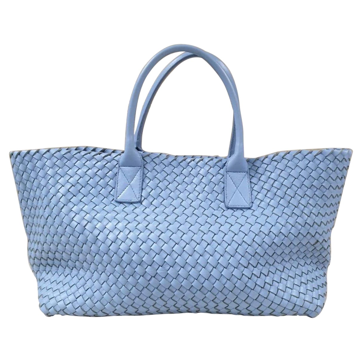 Bottega Veneta Cabat Blue Leather Tote