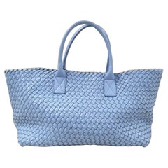 Bottega Veneta Cabat Blue Leather Tote