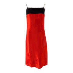 Retro Martine Sitbon Red Silk and Velvet Dress