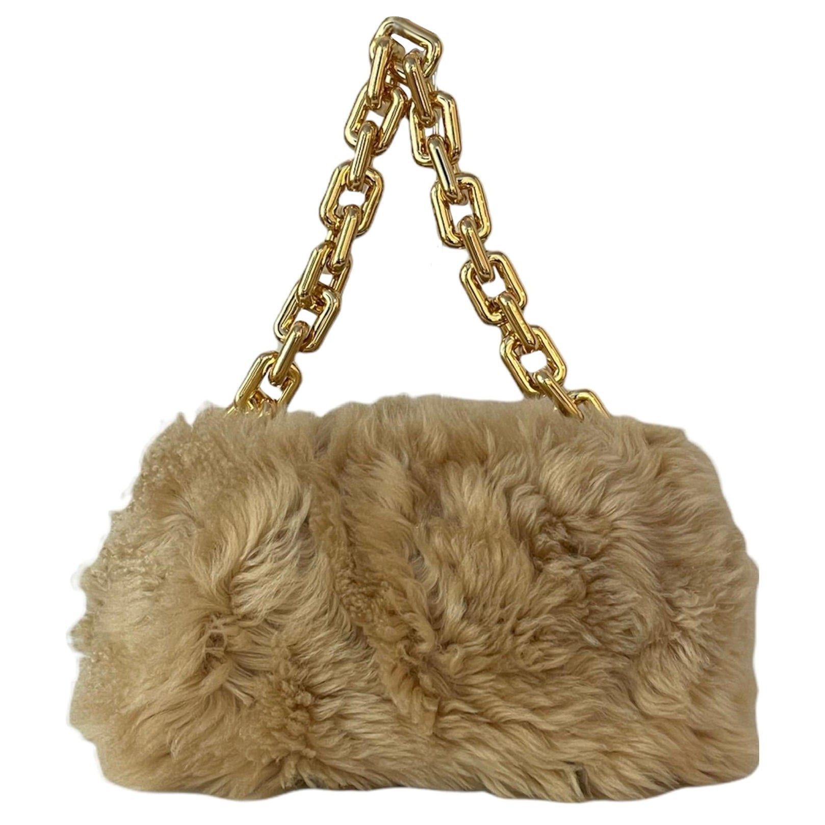 Bottega Veneta BV Porridge Shearling The Pouch Chain Shoulder Bag rt $4, 100