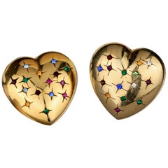 Vintage Massive MOSCHINO Jewelled Heart Earrings