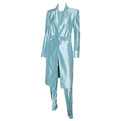 Rare et emblématique manteau et pantalon en soie bleu Tom Ford pour Gucci SS 1998 de qualité muséale ! BNWT