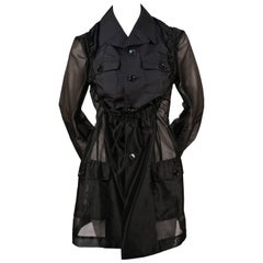 2002 COMME DES GARCONS black sheer runway jacket with ruched bib