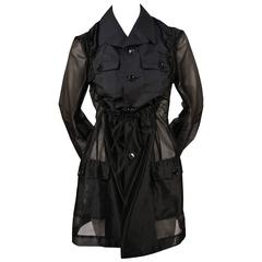 2002 COMME DES GARCONS black sheer runway jacket with ruched bib 7