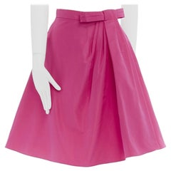 ROCHAS pink polyester silk blend decorative bow waist flared knee skirt IT38 25"