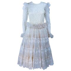 TED LAPIDUS Lame Gold Lace Cocktail Dress Set with Belt Size 6-8 1