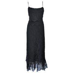 Vintage CHANEL Black Tiered Lace Dress Size 10