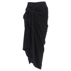 Used new YOHJI YAMAMOTO 2019 Runway black self tie wrap around casual skirt JP2 M