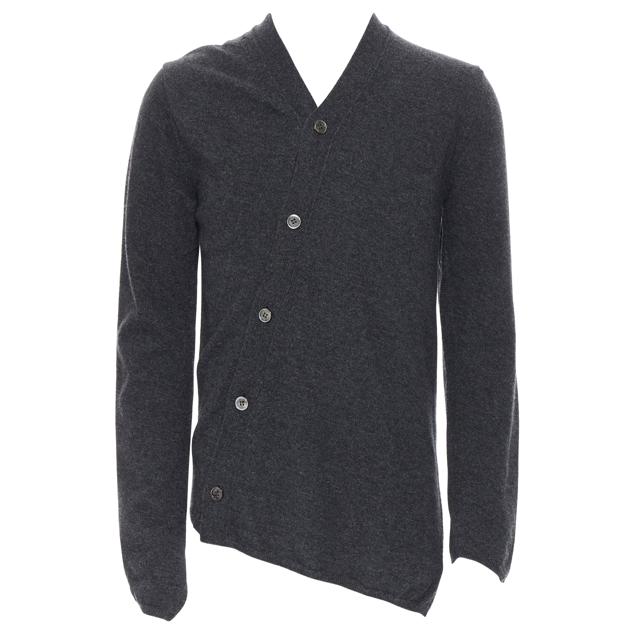 Black Comme Des Garçons asymmetric faux-fur panel cardigan