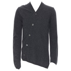 COMME DES GARCONS 2014 grey asymmetric bias cut cardigan sweater S