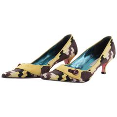 CHRISTIAN LACROIX Yellow & Brown CLASSIC PUMPS Heels SHOES Size 39