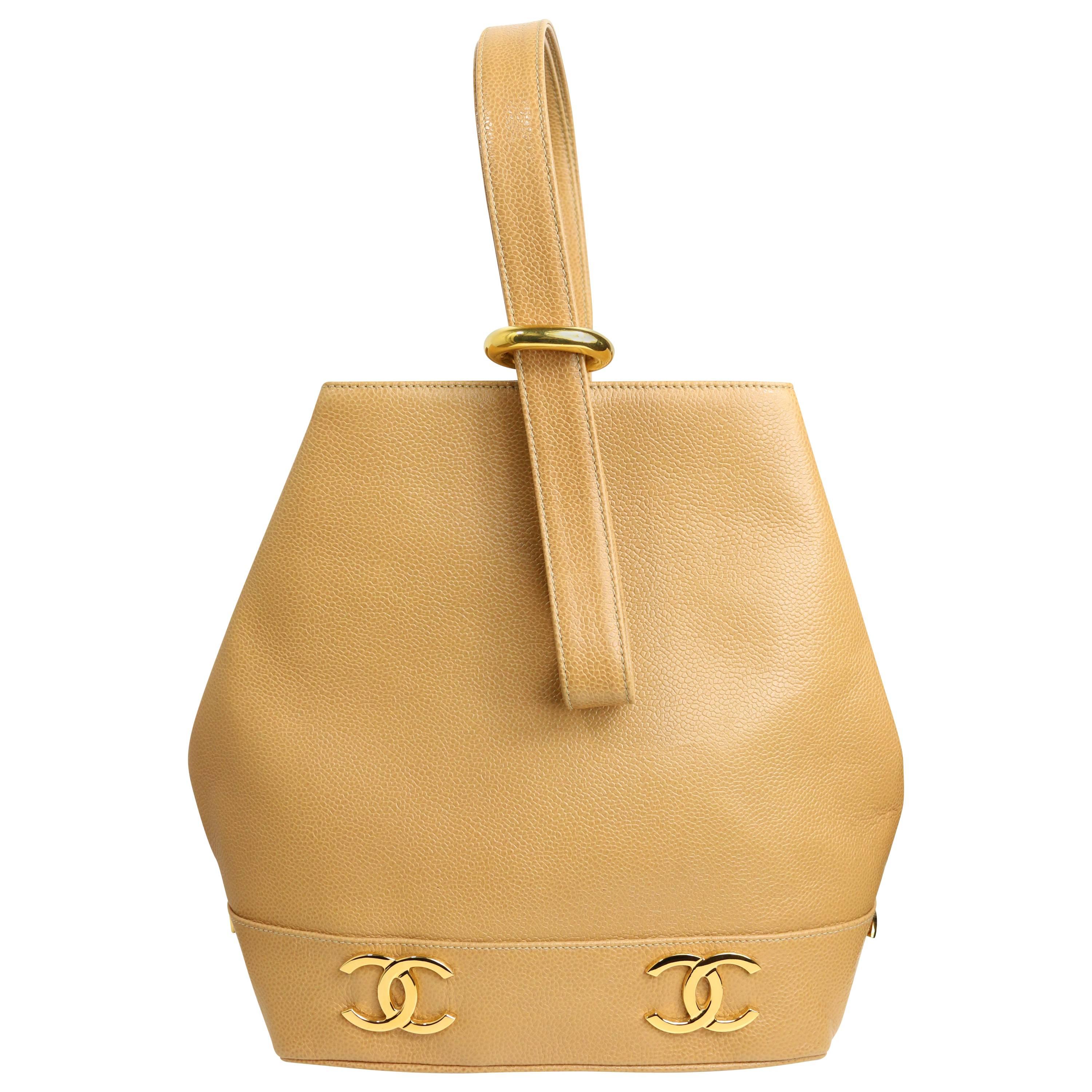 Chanel Camel Caviar Single Sling Shoulder Bag