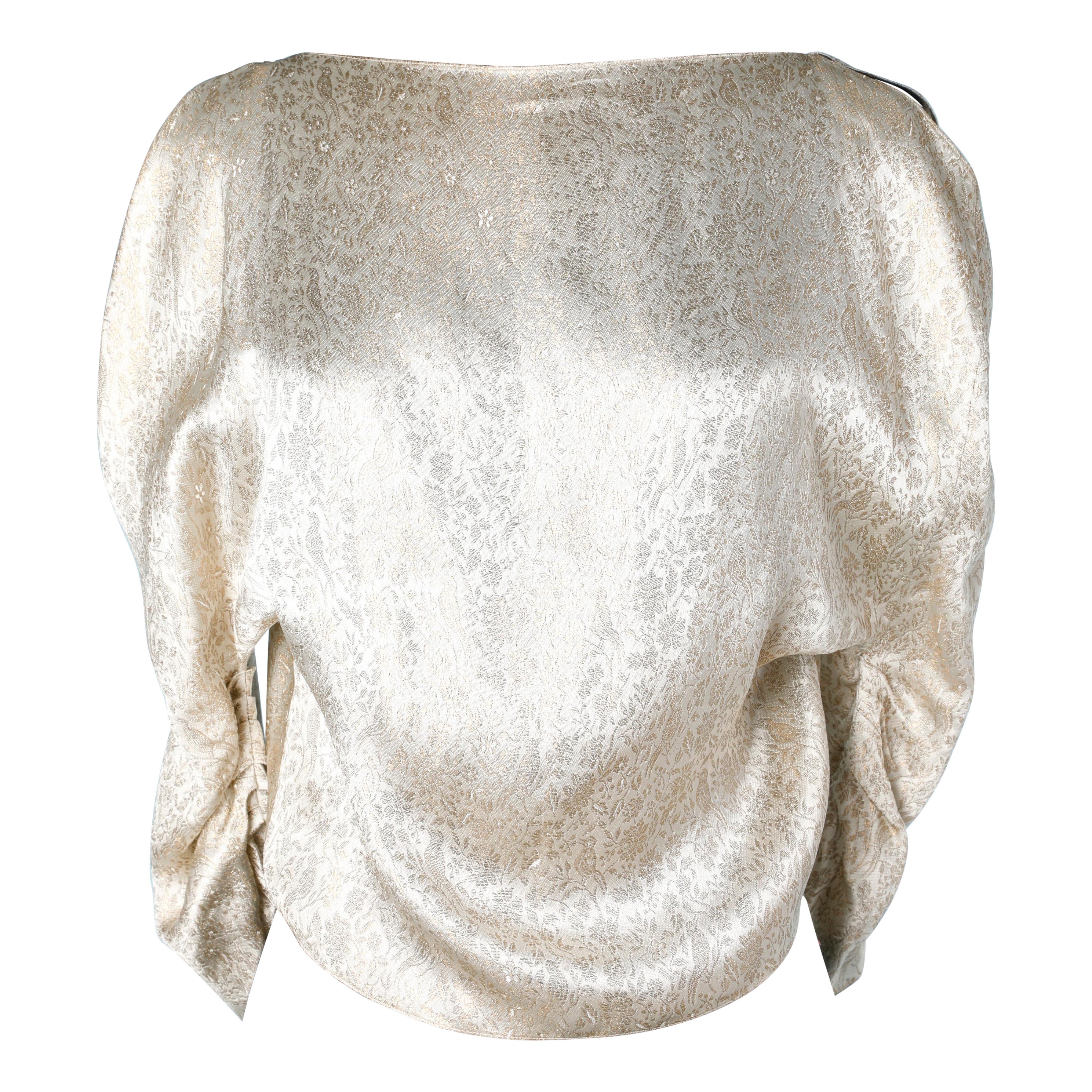1930 off-white silk jacquard damask blouse ALIX ( Madame Grès )
