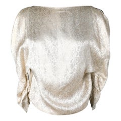 1930 off-white silk jacquard damask blouse ALIX ( Madame Grès )