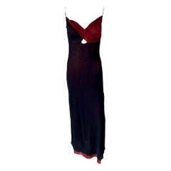 Jean Paul Gaultier Soleil Cutout Semi-Sheer Mesh Color Block Maxi Dress