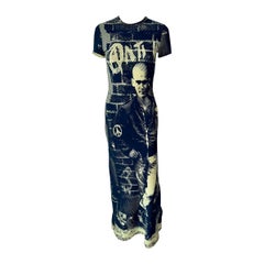 Jean Paul Gaultier Jeans F/W 1997 Vintage "Fight Racism" Bodycon Mesh Maxi Dress