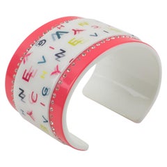 Givenchy Multicolor and Pink Jeweled Resin Cuff Bracelet