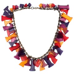 Vintage Missoni Italy Multicolor Resin Charm Necklace
