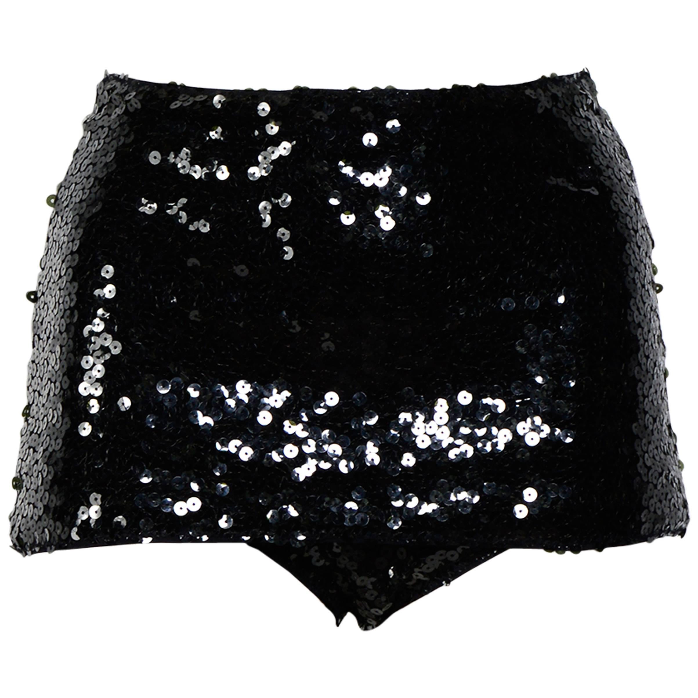CHANEL Spring 2007 Runway Sexy Black Sequined Hot Pants