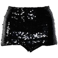 CHANEL Printemps 2007 Runway Sexy Black Sequined Hot Pant Pantalon
