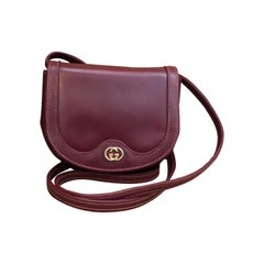 1970s Retro GUCCI Burgundy Leather Mini Crossbody Bag