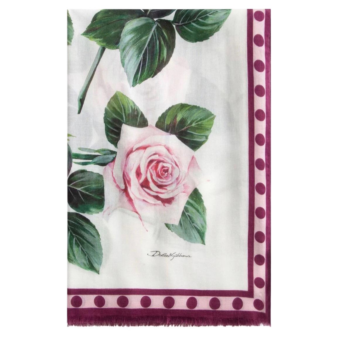 Dolce & Gabbana White Tropical
Rose printed cashmere modal blended scarf wrap