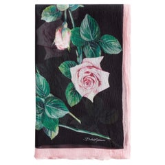 Dolce & Gabbana Black & Tropical
Rose printed silk scarf wrap swimwear pareo
 