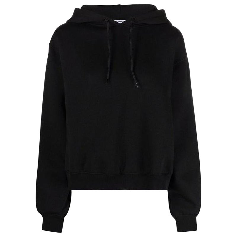 T by Alexander Wang Women Foundation Terry Hoodie in Black, Size M For Sale