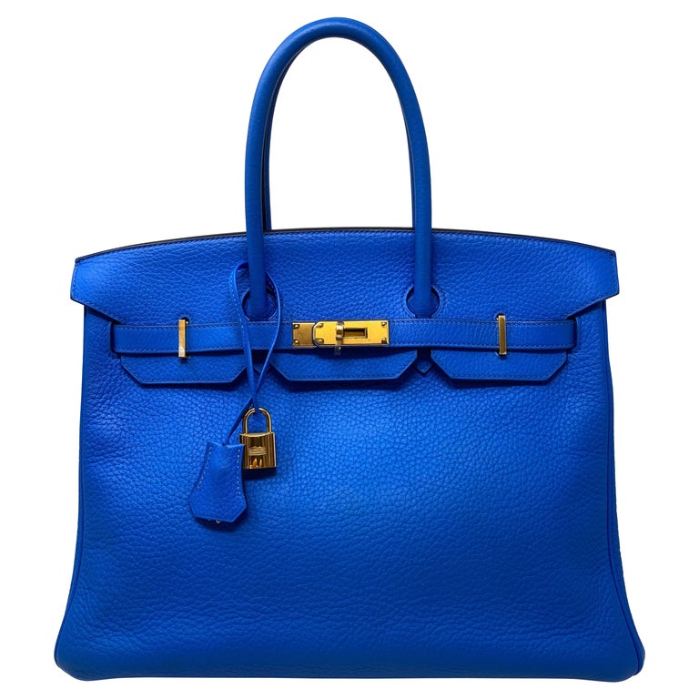 Hermes Blue Hydra Birkin 35 Bag For Sale