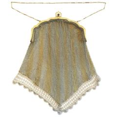 Art Deco Whiting and Davis gold and silver mesh evening purse bag