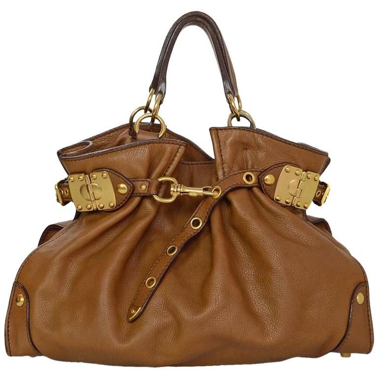 Miu Miu Brown Leather Tote Handbag