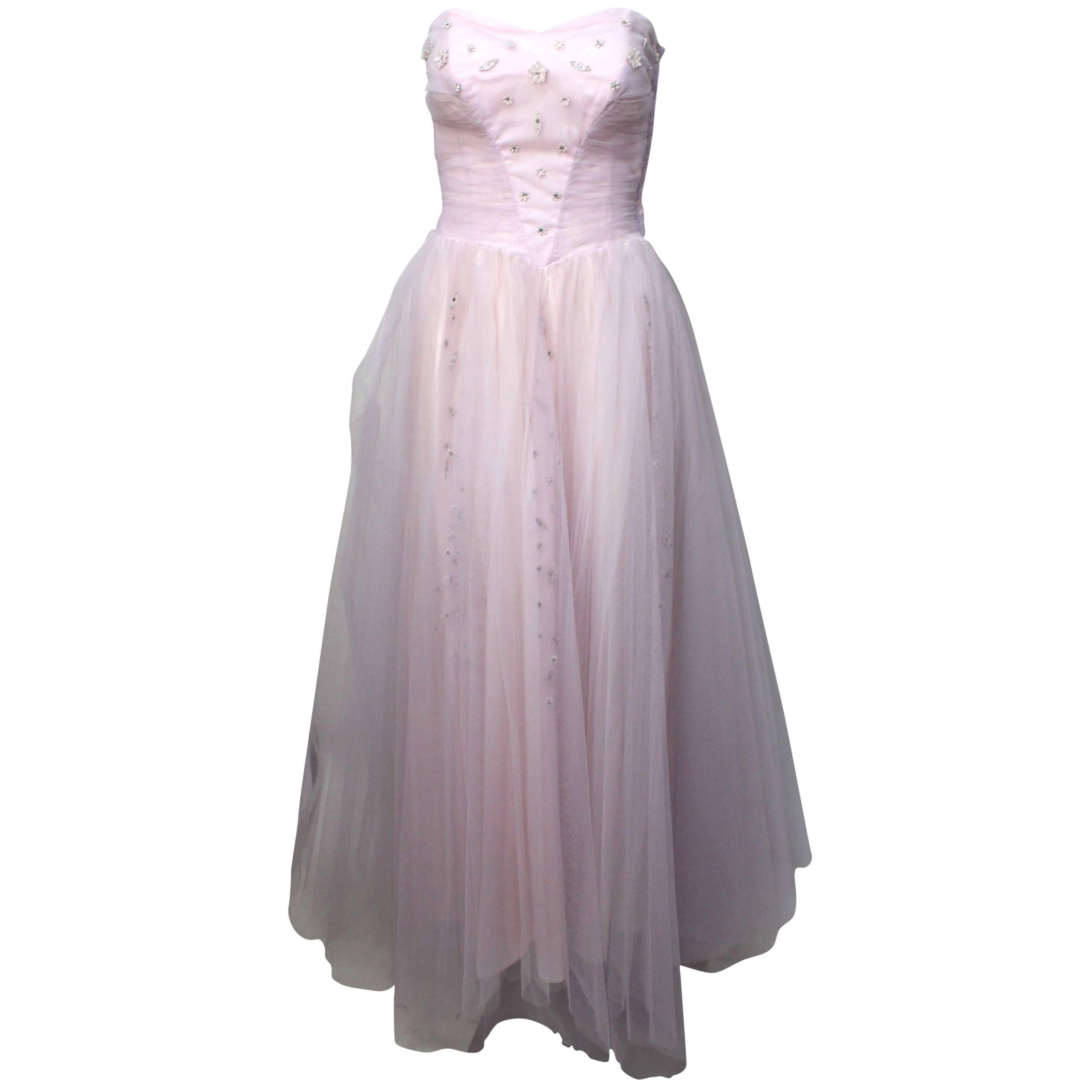Exquisite 1950's Tulle Evening/Prom Dress