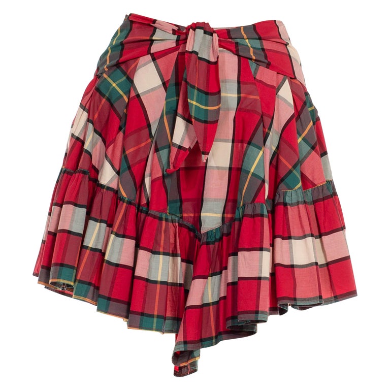 1980S Valentino Oliver Red, Green and White Cotton Checked Layered ...