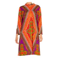 Vintage 1970S Poly Blend Tricot Jersey Loose Free-Size Dress