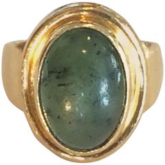 Vintage Georg Jensen 18k gold ring with jade cabochon by Harald Nielsen 1046B Design no.