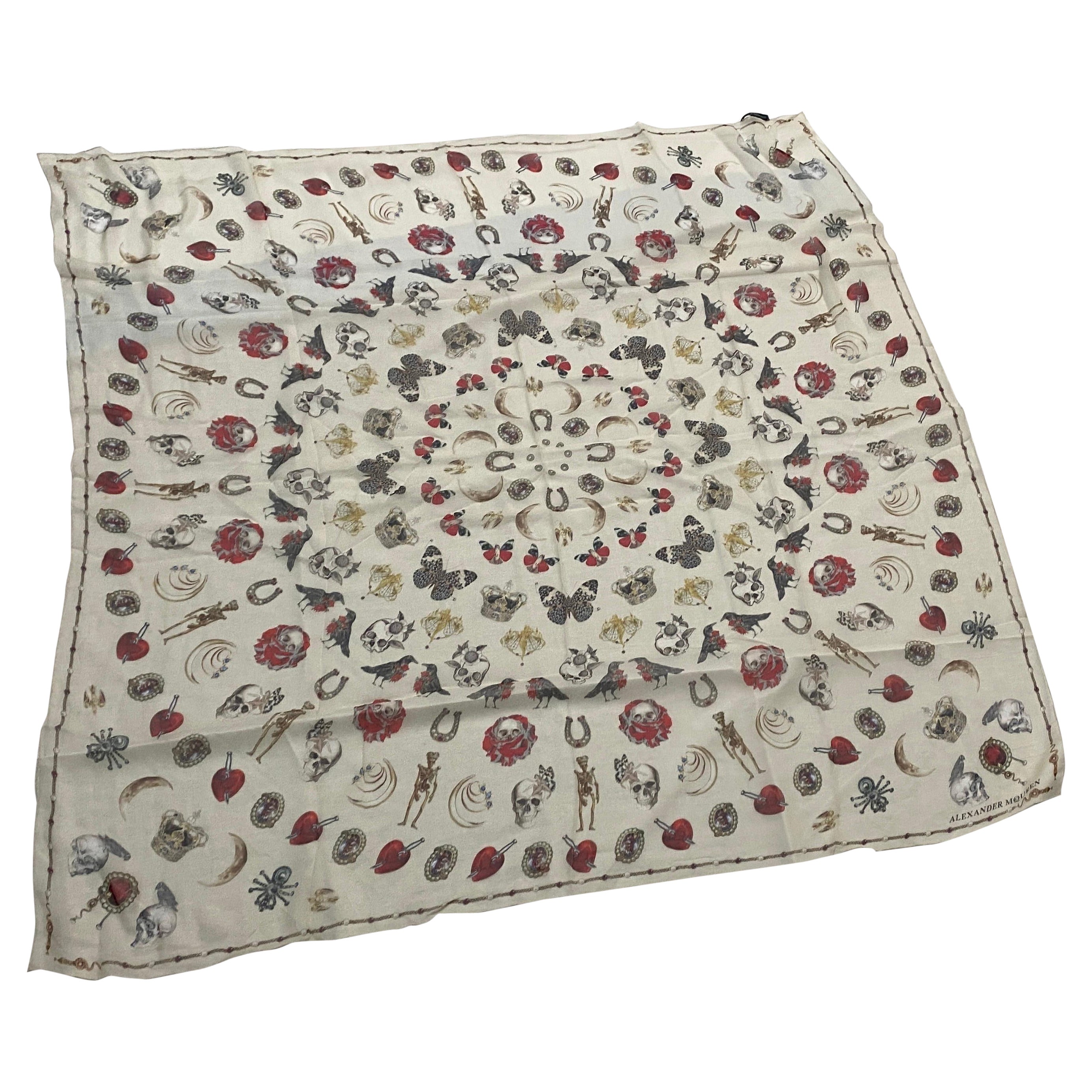 An Iconic Policrome Silk Scarf by Alexander McQueen Manufactured in Italy For Sale